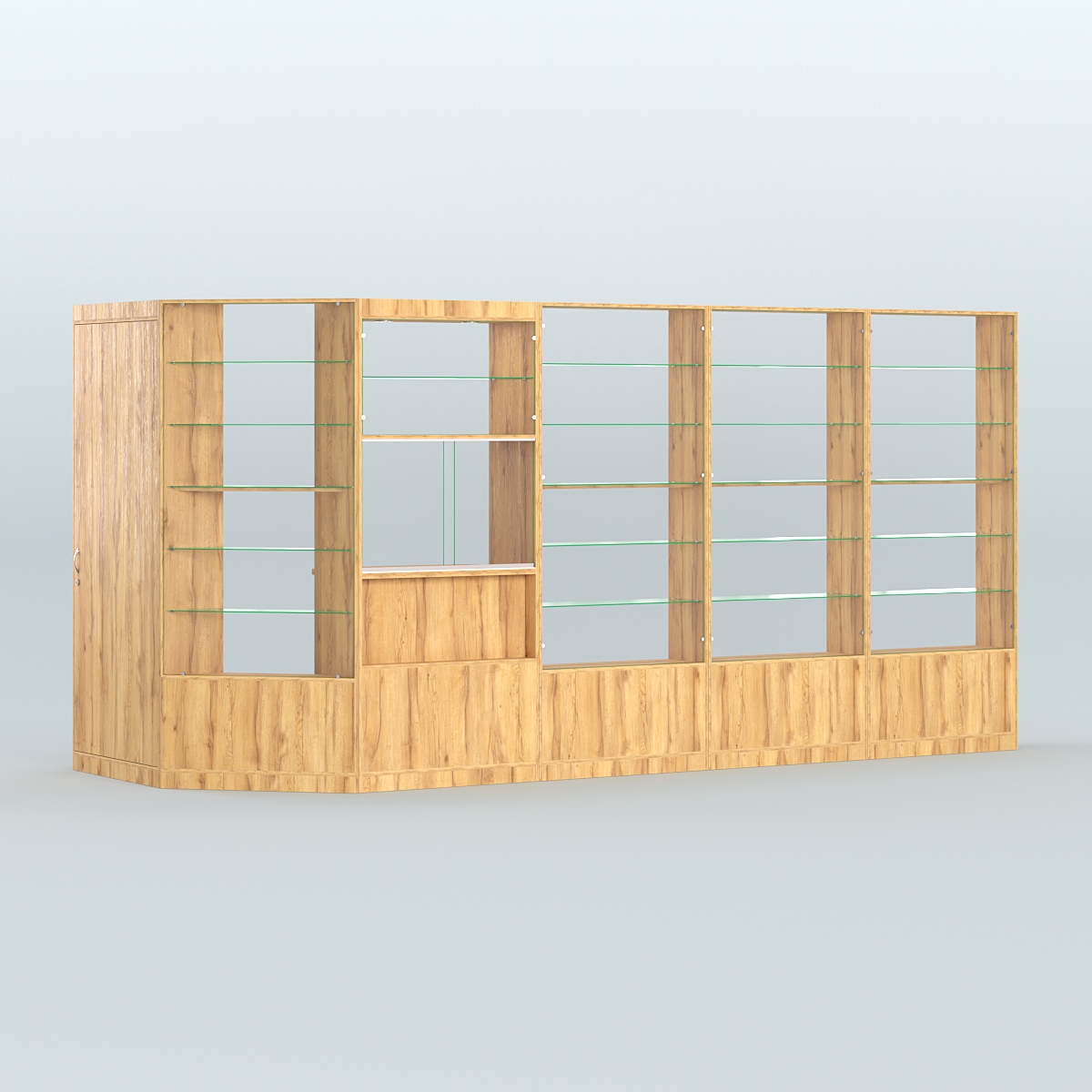 Угловой торговый павильон из ДСП СЭСП №7 (6, 47 кв.м) Дуб Золотистый