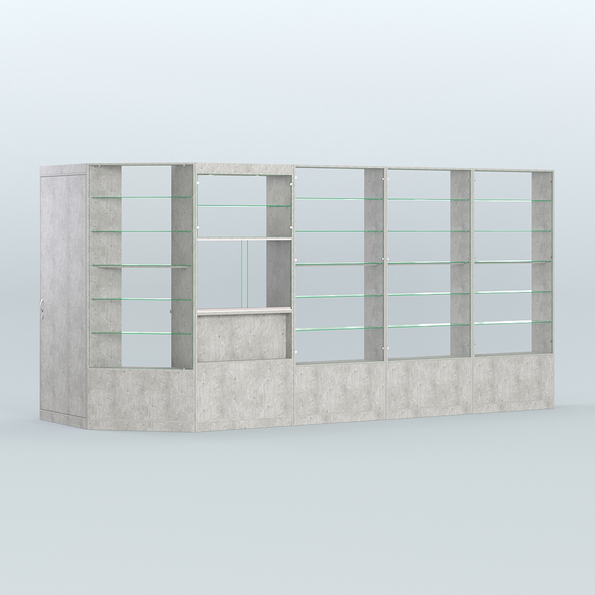 Угловой торговый павильон из ДСП СЭСП №7 (6, 47 кв.м) Метрополитан Грей