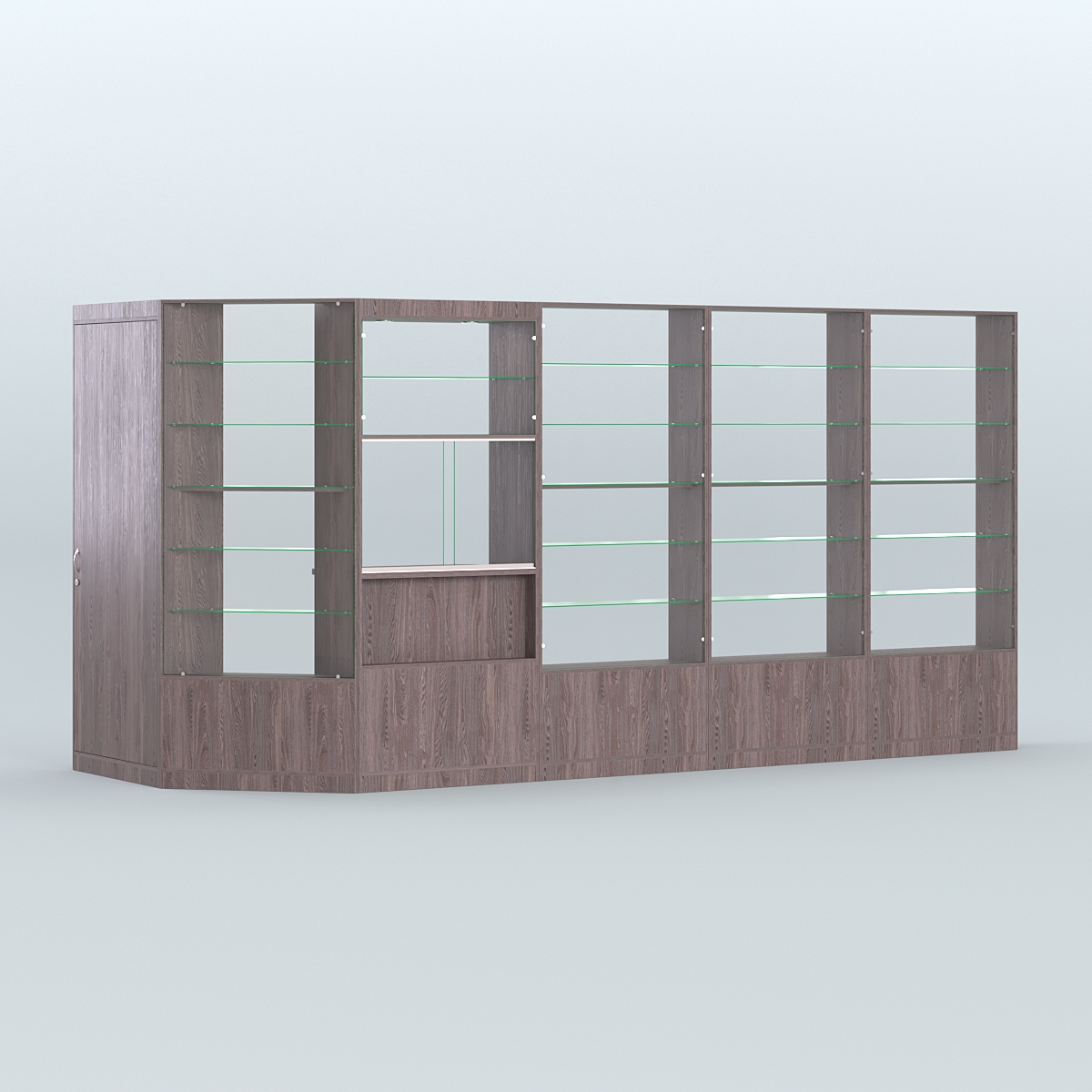 Угловой торговый павильон из ДСП СЭСП №7 (6, 47 кв.м) Ясень Анкор темный