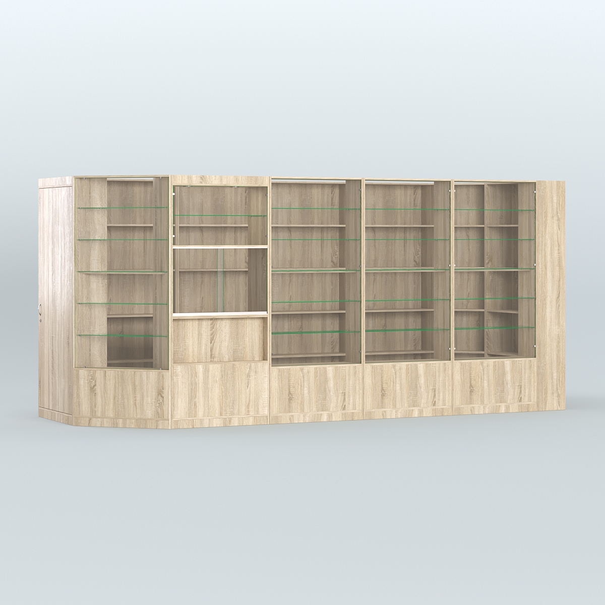 Угловой торговый павильон из ДСП СЭСП №8 (6, 93 кв.м) Дуб сонома