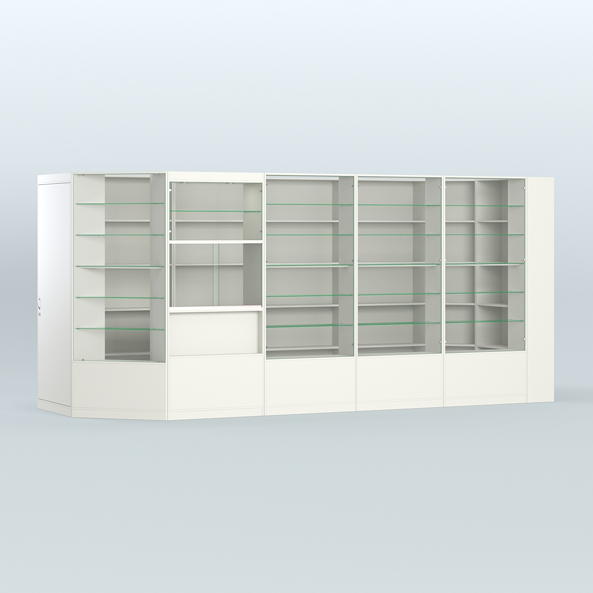 Угловой торговый павильон из ДСП СЭСП №8 (6, 93 кв.м) Белый