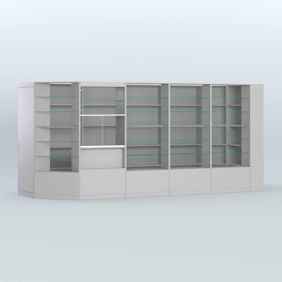 Угловой торговый павильон из ДСП СЭСП №8 (6, 93 кв.м) Серый