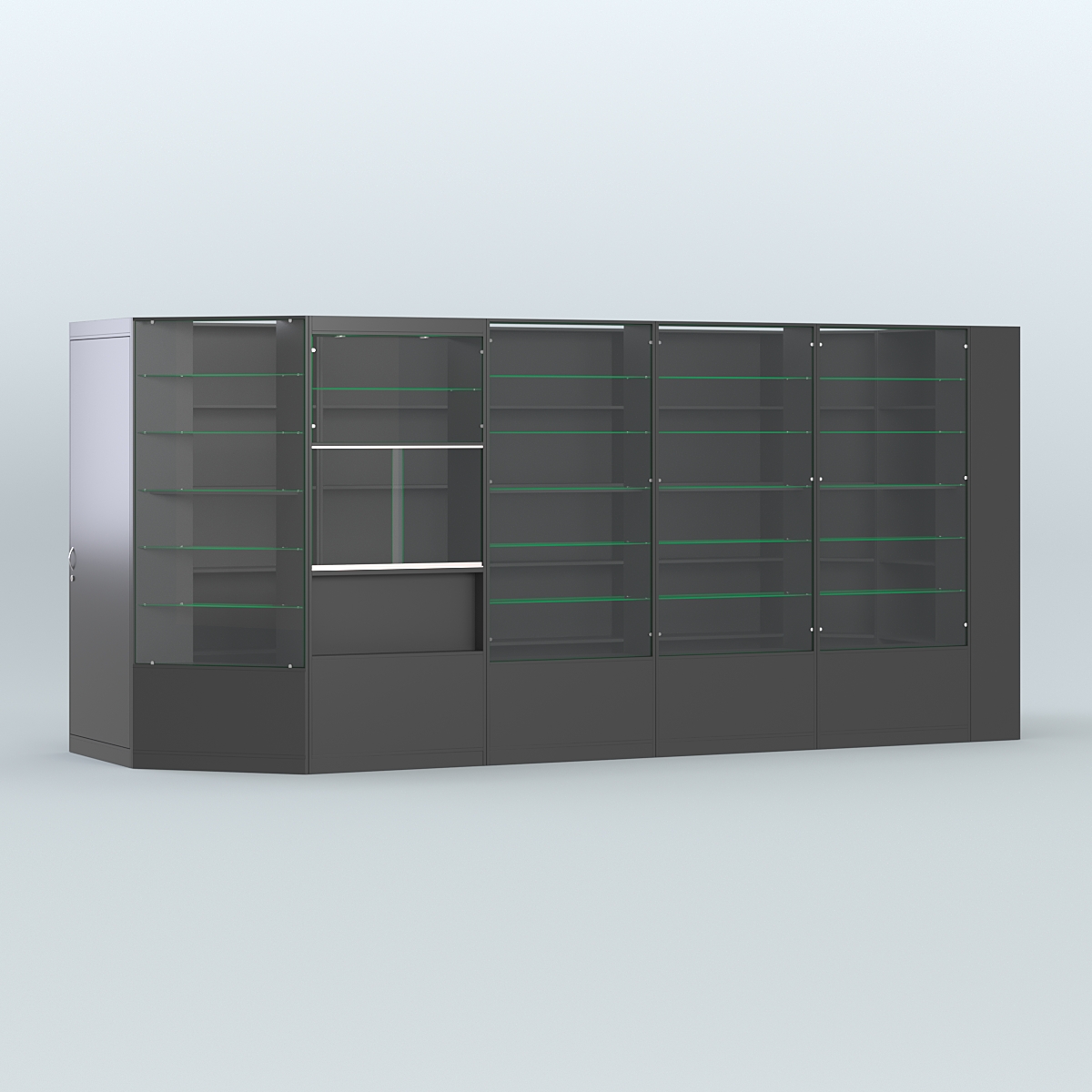 Угловой торговый павильон из ДСП СЭСП №8 (6, 93 кв.м) Черный