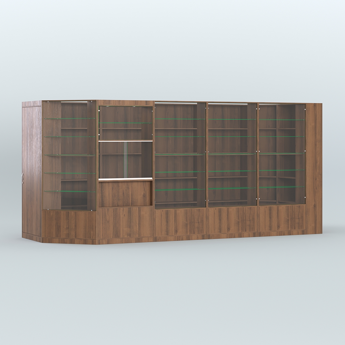 Угловой торговый павильон из ДСП СЭСП №8 (6, 93 кв.м) Орех