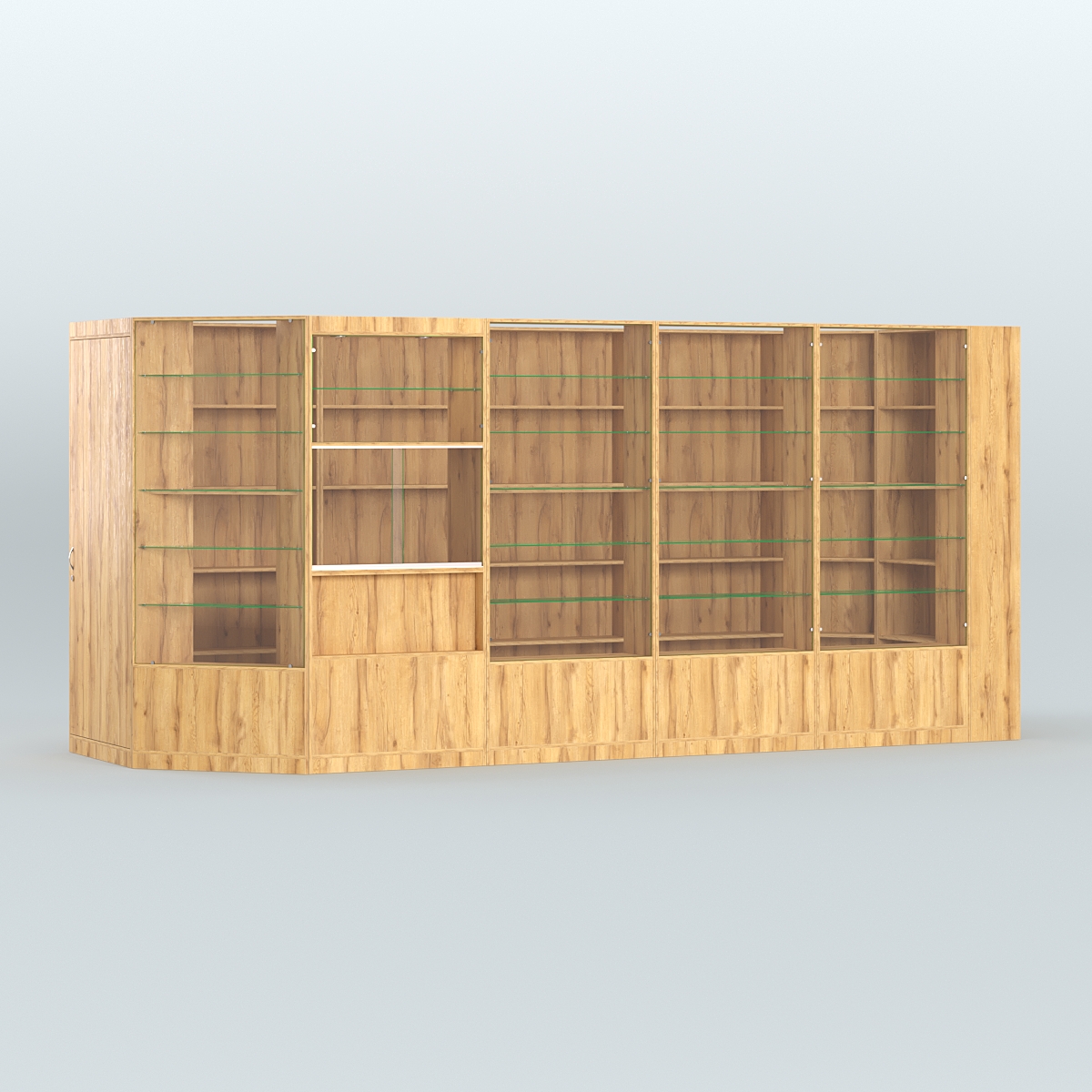 Угловой торговый павильон из ДСП СЭСП №8 (6, 93 кв.м) Дуб Золотистый