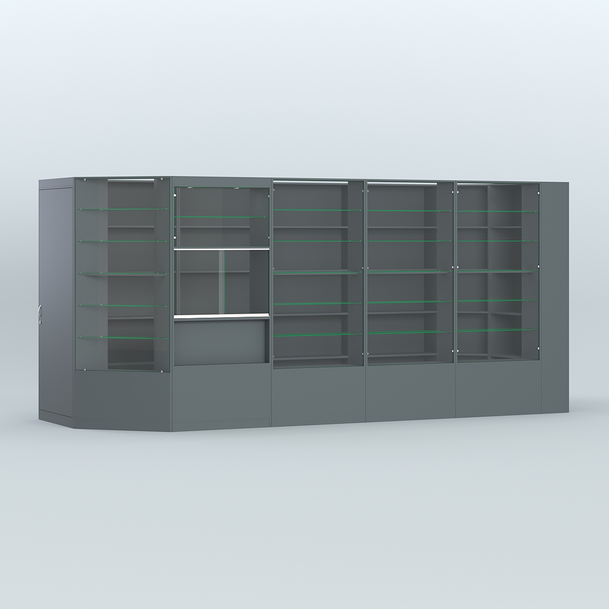 Угловой торговый павильон из ДСП СЭСП №8 (6, 93 кв.м) Темно-Серый