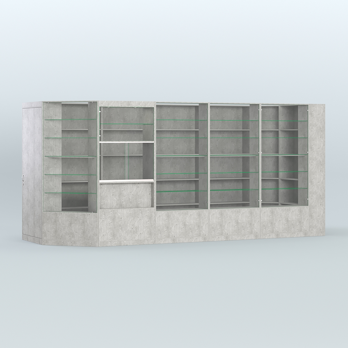 Угловой торговый павильон из ДСП СЭСП №8 (6, 93 кв.м) Метрополитан Грей