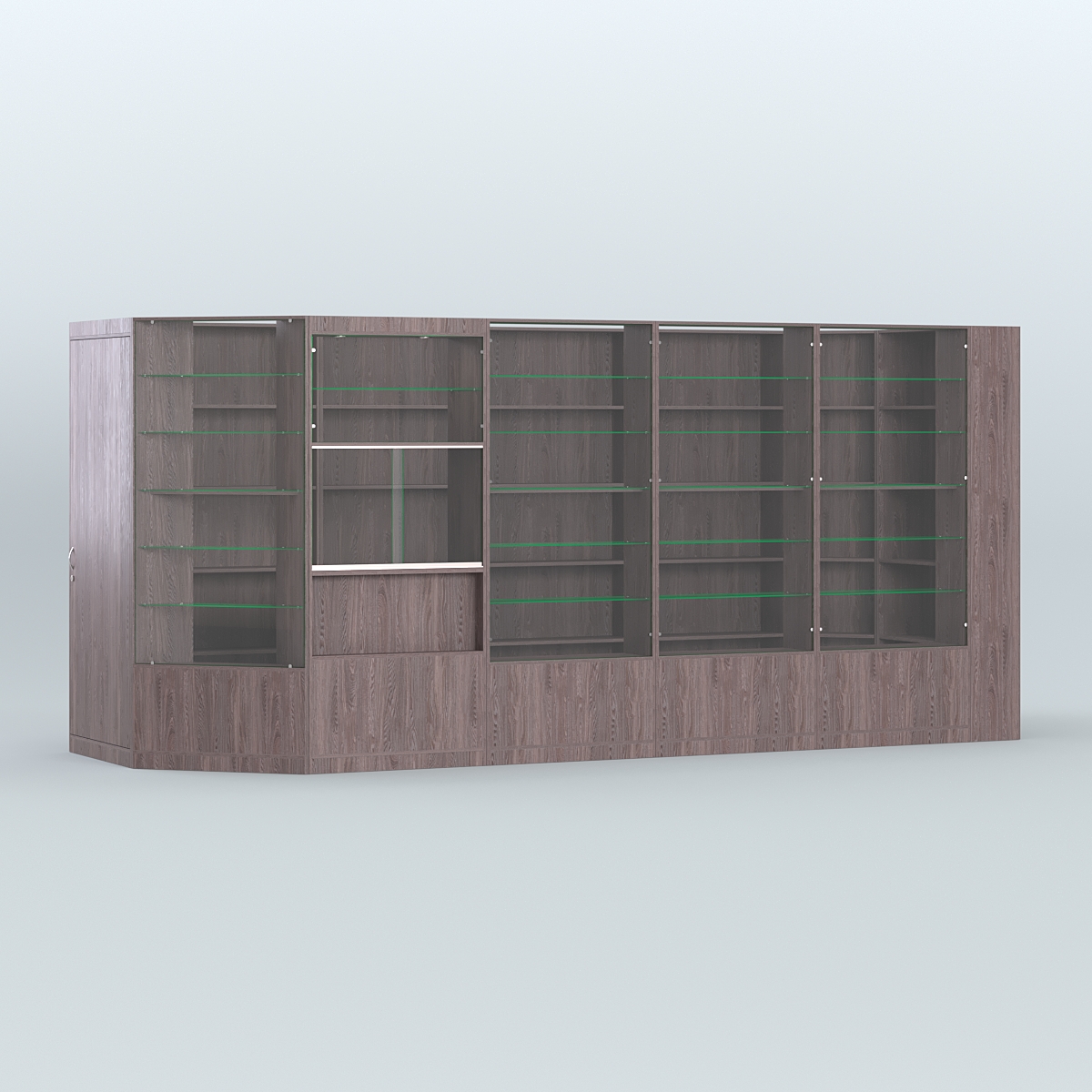 Угловой торговый павильон из ДСП СЭСП №8 (6, 93 кв.м) Ясень Анкор темный