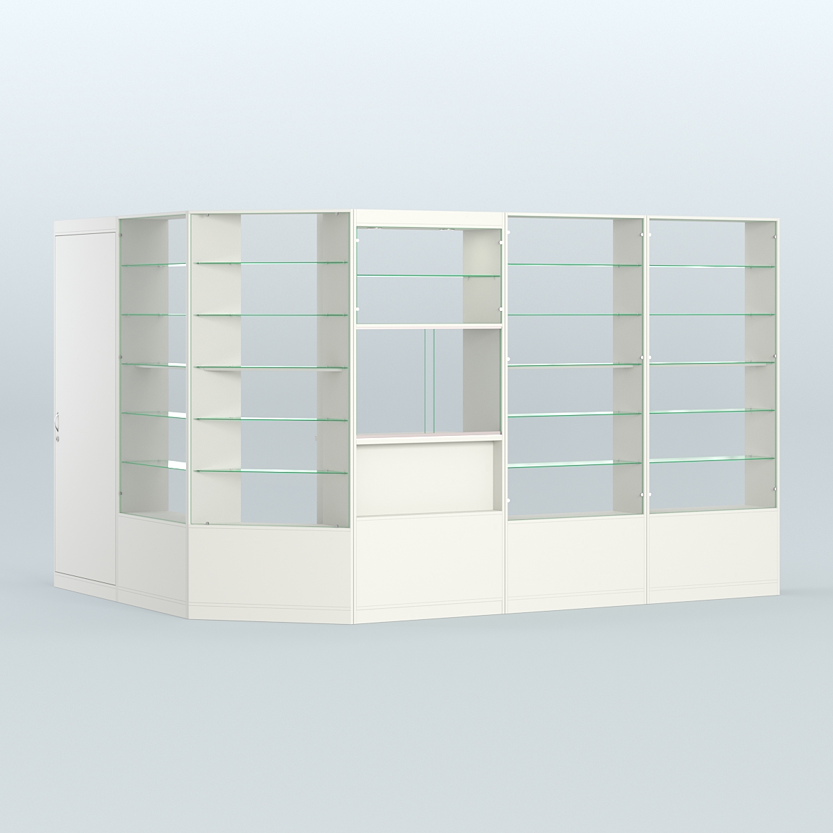 Угловой торговый павильон из ДСП СЭСП №9 (8, 09 кв.м) Белый