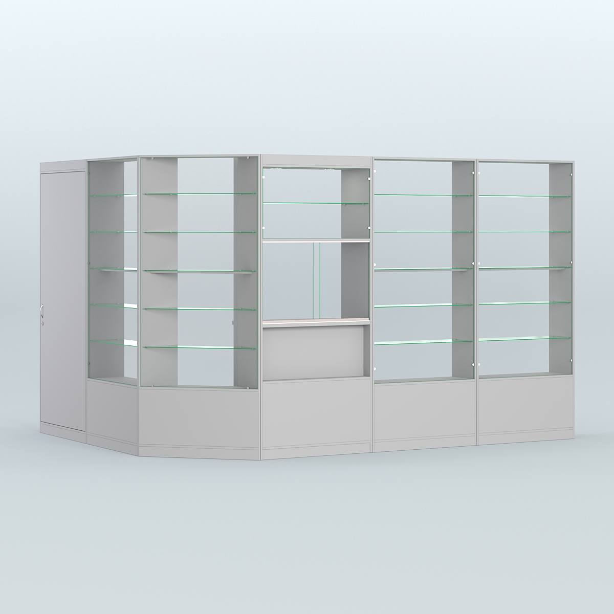 Угловой торговый павильон из ДСП СЭСП №9 (8, 09 кв.м) Серый