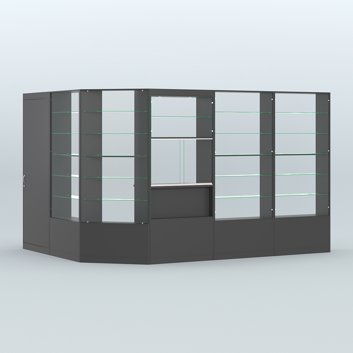 Угловой торговый павильон из ДСП СЭСП №9 (8, 09 кв.м) Черный