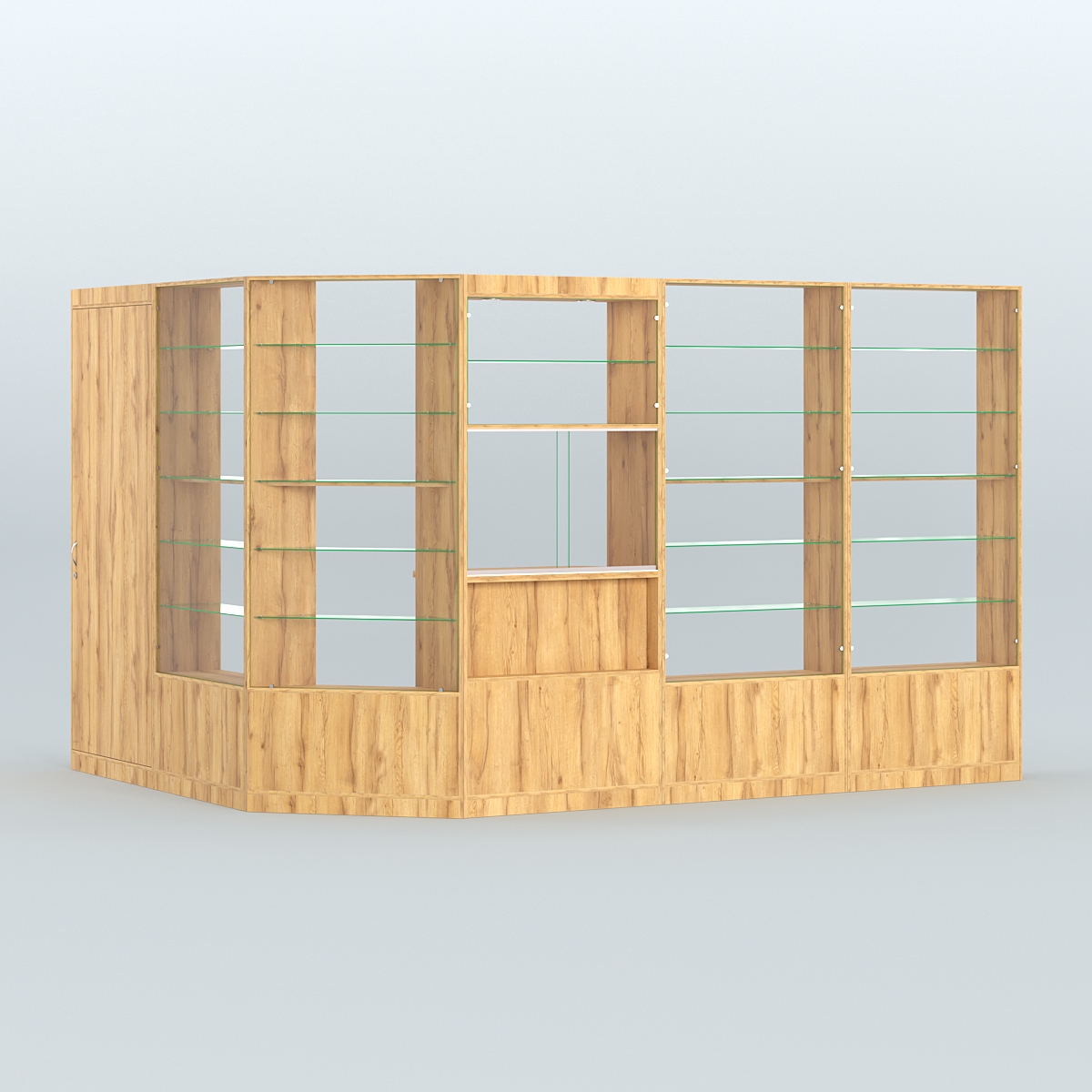 Угловой торговый павильон из ДСП СЭСП №9 (8, 09 кв.м) Дуб Золотистый