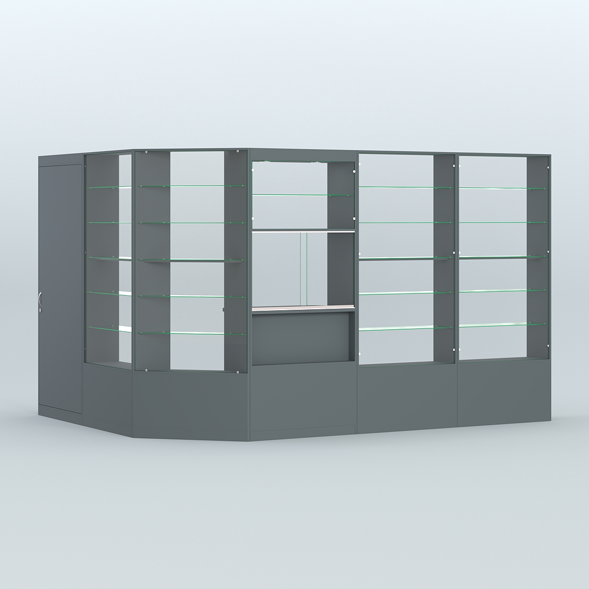 Угловой торговый павильон из ДСП СЭСП №9 (8, 09 кв.м) Темно-Серый