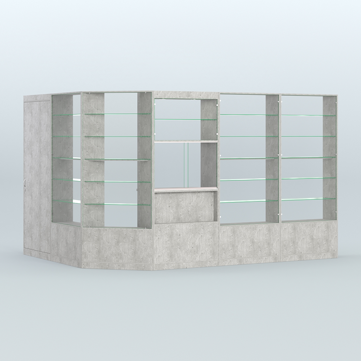 Угловой торговый павильон из ДСП СЭСП №9 (8, 09 кв.м) Метрополитан Грей