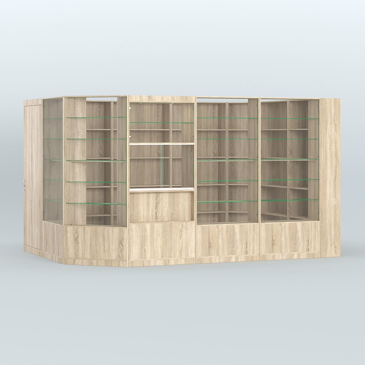 Угловой торговый павильон из ДСП СЭСП №10 (8 кв.м) Дуб сонома