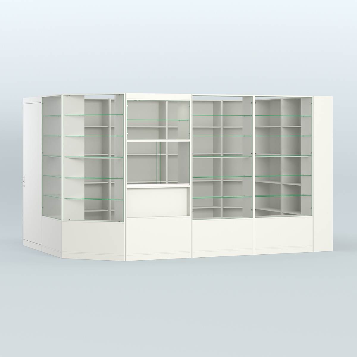 Угловой торговый павильон из ДСП СЭСП №10 (8 кв.м) Белый