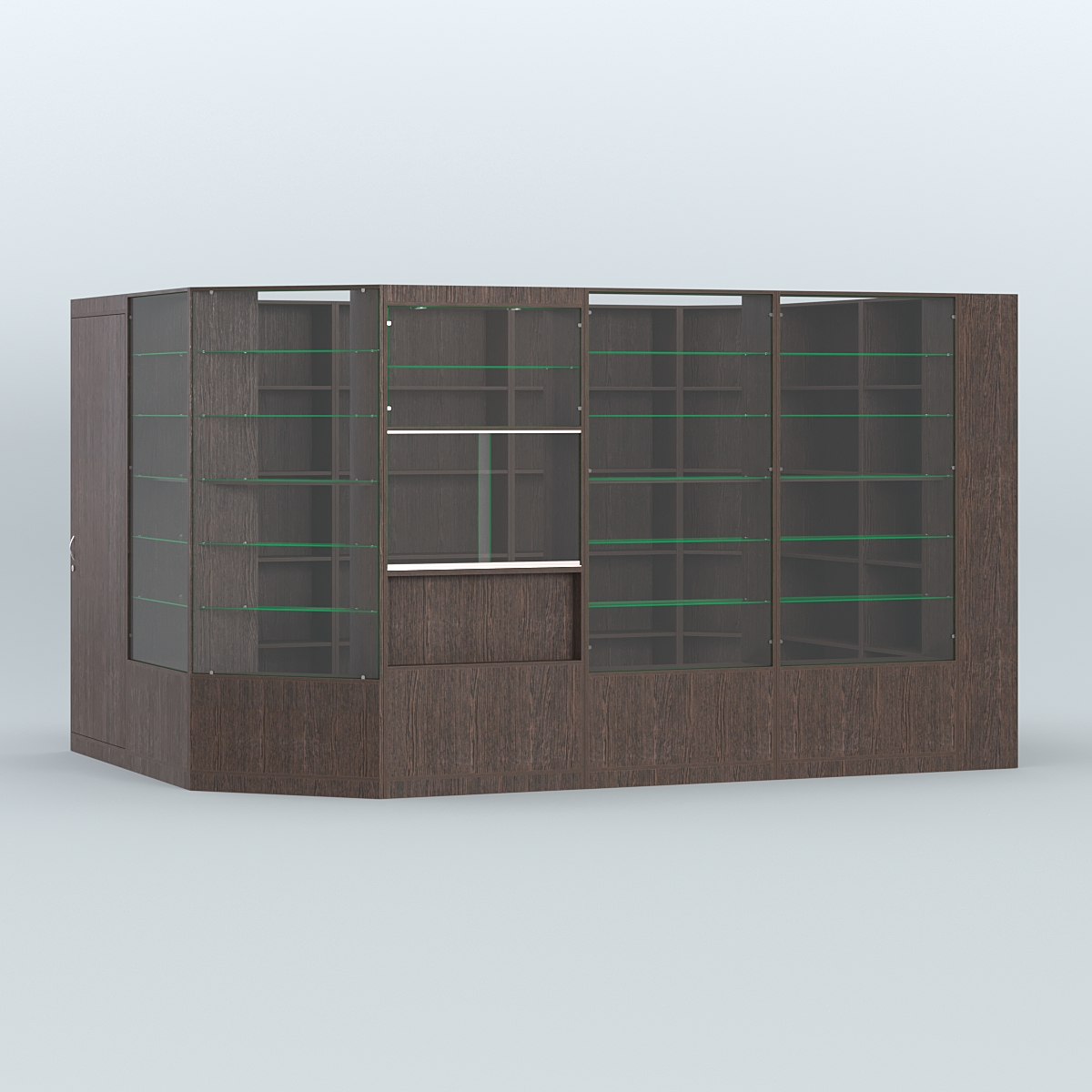 Угловой торговый павильон из ДСП СЭСП №10 (8 кв.м) Дуб Венге