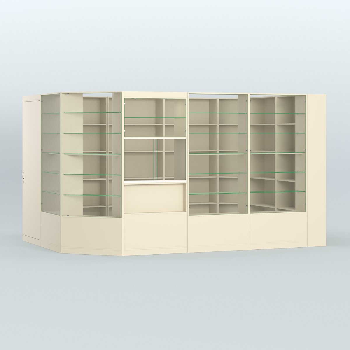 Угловой торговый павильон из ДСП СЭСП №10 (8 кв.м) Крем Вайс