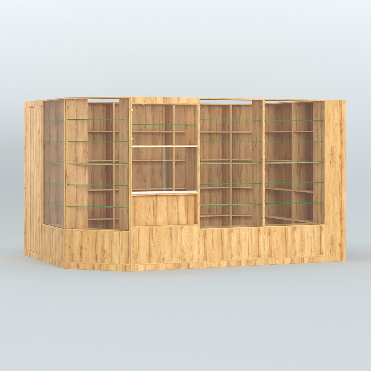 Угловой торговый павильон из ДСП СЭСП №10 (8 кв.м) Дуб Золотистый