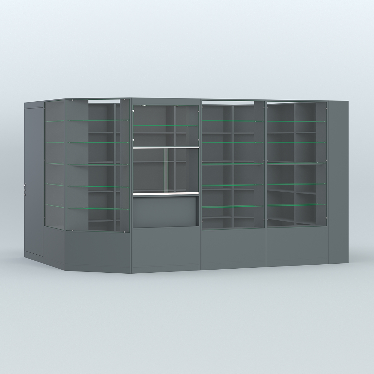 Угловой торговый павильон из ДСП СЭСП №10 (8 кв.м) Темно-Серый