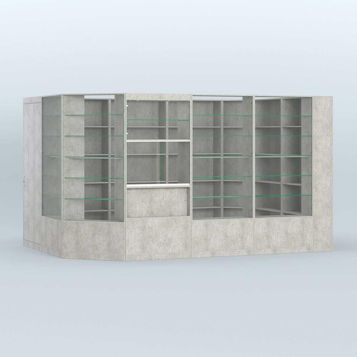 Угловой торговый павильон из ДСП СЭСП №10 (8 кв.м) Метрополитан Грей