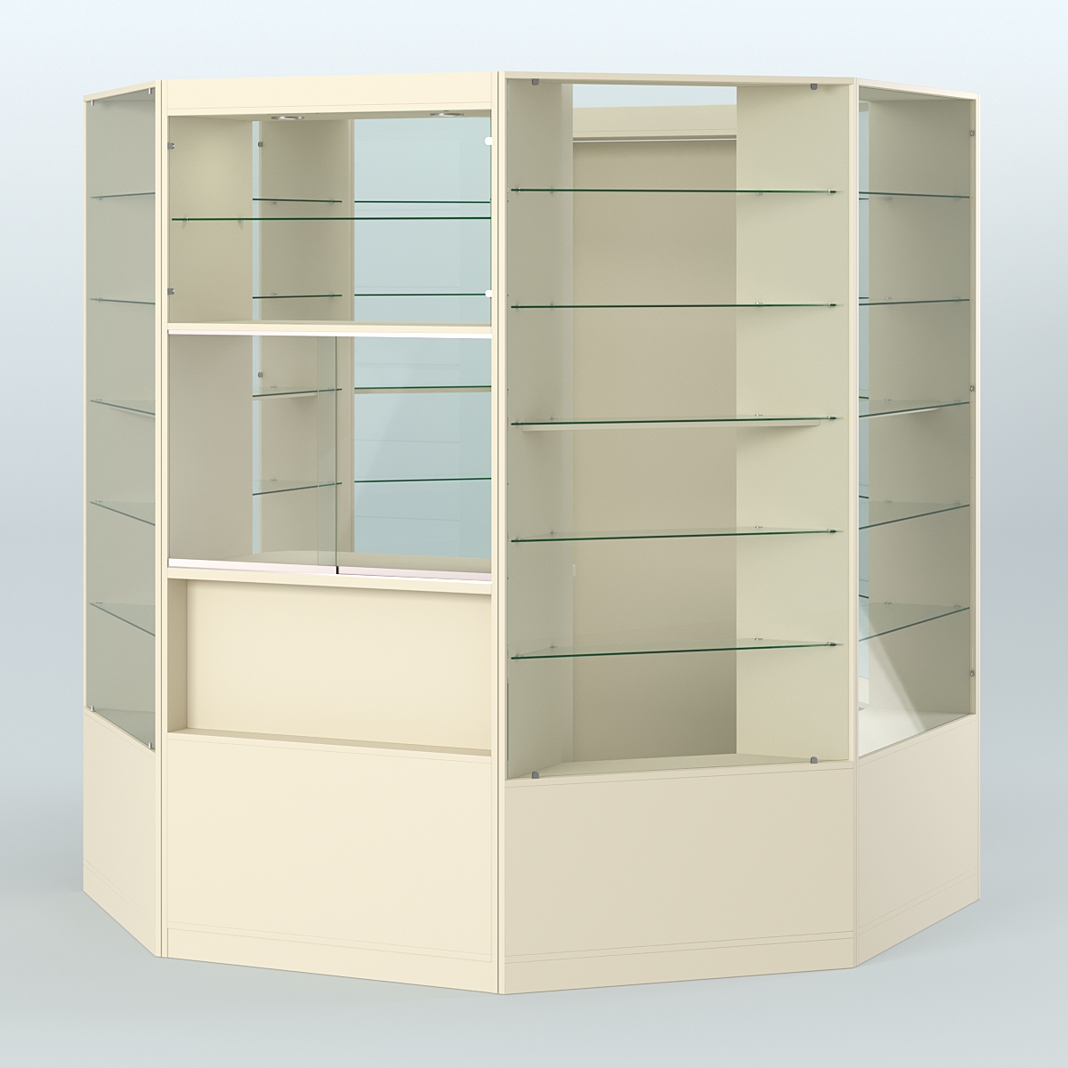 Островной торговый павильон из ДСП СЭСП №1 (4, 66 кв.м) Крем Вайс