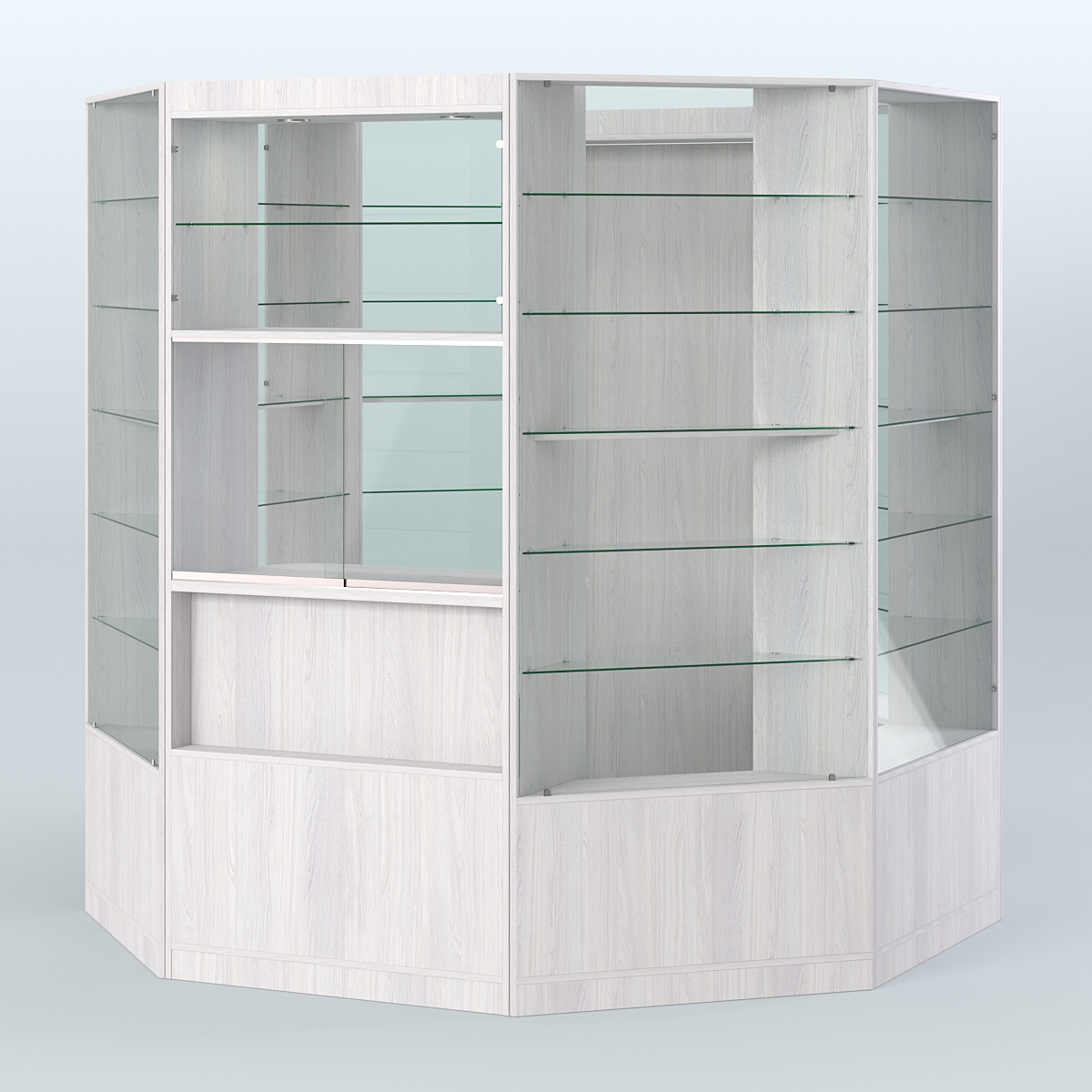 Островной торговый павильон из ДСП СЭСП №1 (4, 66 кв.м) Ясень Анкор светлый