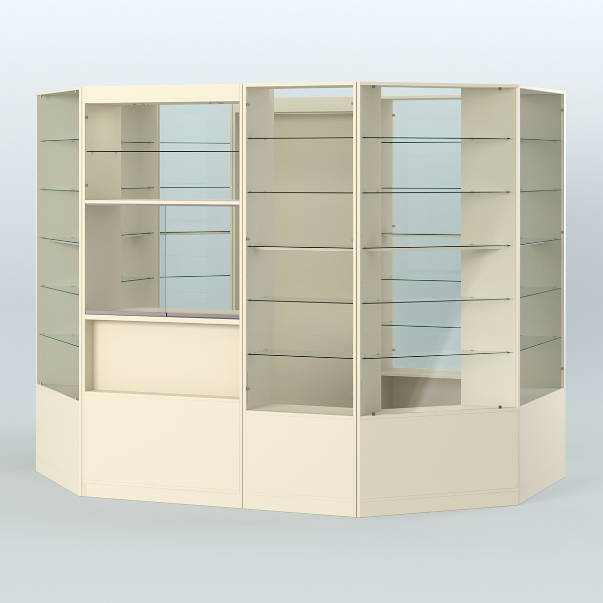 Островной торговый павильон из ДСП СЭСП №2 (6, 6 кв.м) Крем Вайс