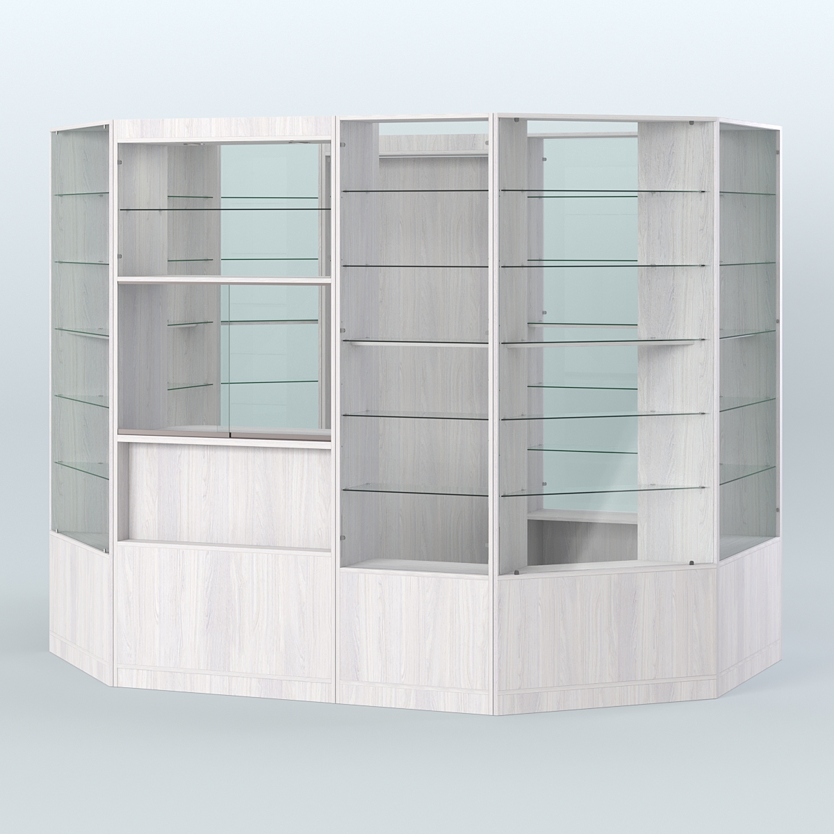 Островной торговый павильон из ДСП СЭСП №2 (6, 6 кв.м) Ясень Анкор светлый