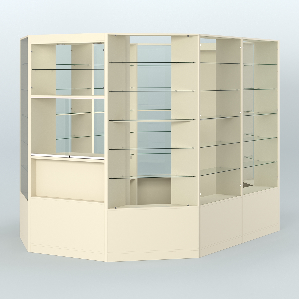 Островной торговый павильон из ДСП СЭСП №4 (6, 6 кв.м) Крем Вайс