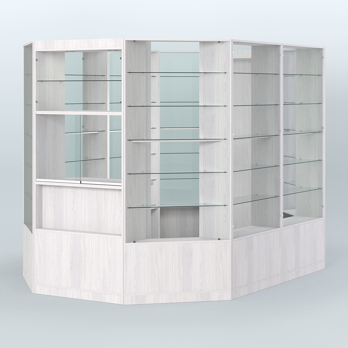 Островной торговый павильон из ДСП СЭСП №4 (6, 6 кв.м) Ясень Анкор светлый