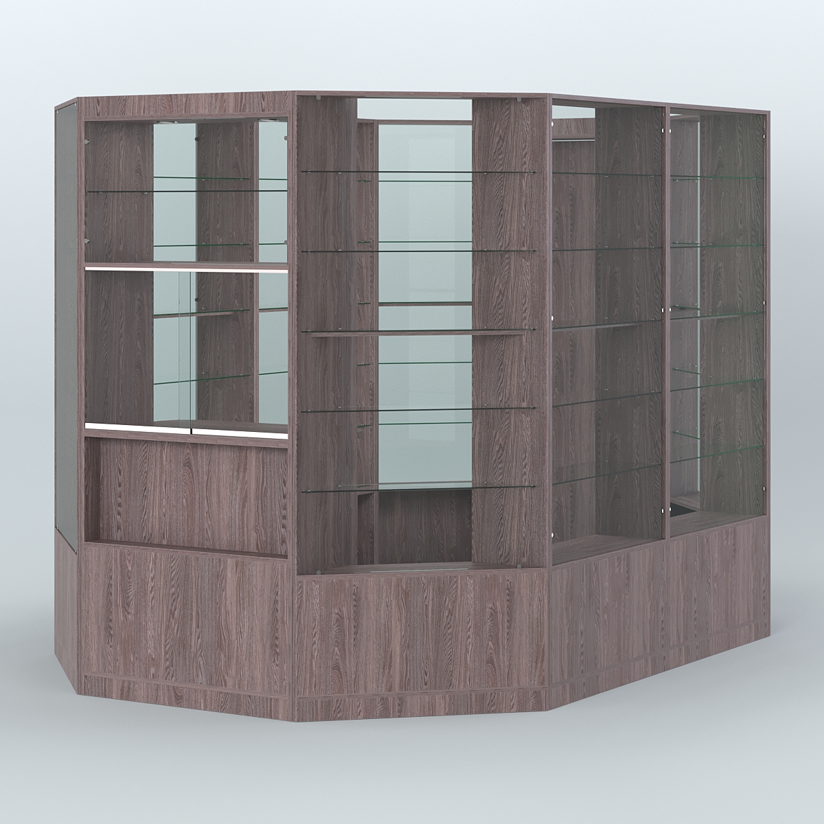 Островной торговый павильон из ДСП СЭСП №4 (6, 6 кв.м) Ясень Анкор темный