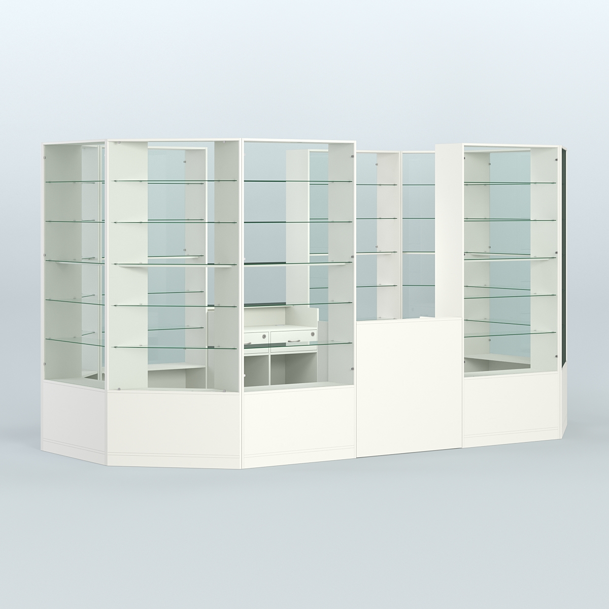 Островной торговый павильон из ДСП СЭСП №6 (8, 55 кв.м) Белый