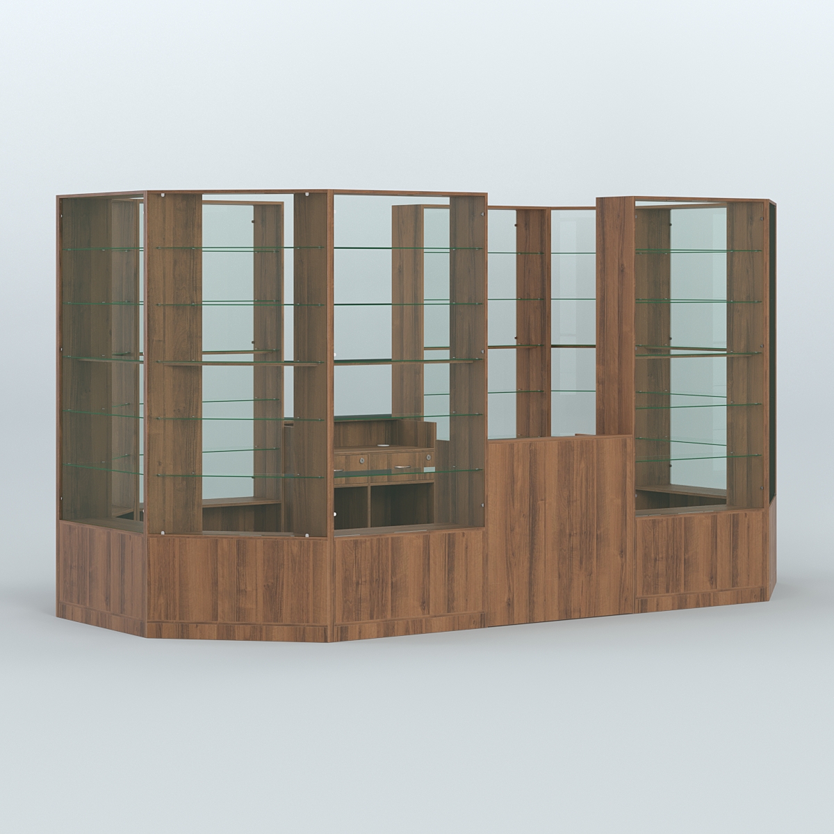 Островной торговый павильон из ДСП СЭСП №6 (8, 55 кв.м) Орех