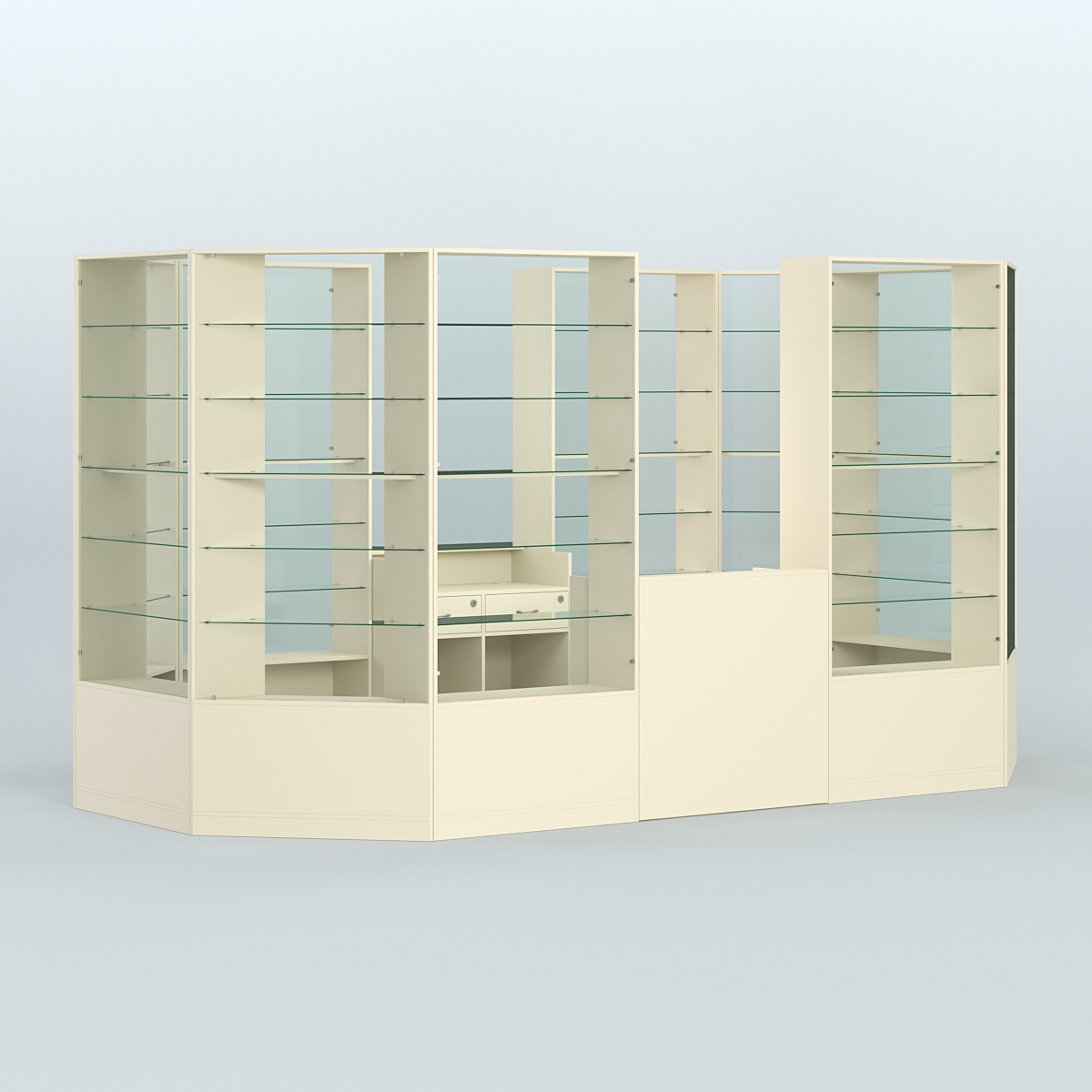 Островной торговый павильон из ДСП СЭСП №6 (8, 55 кв.м) Крем Вайс