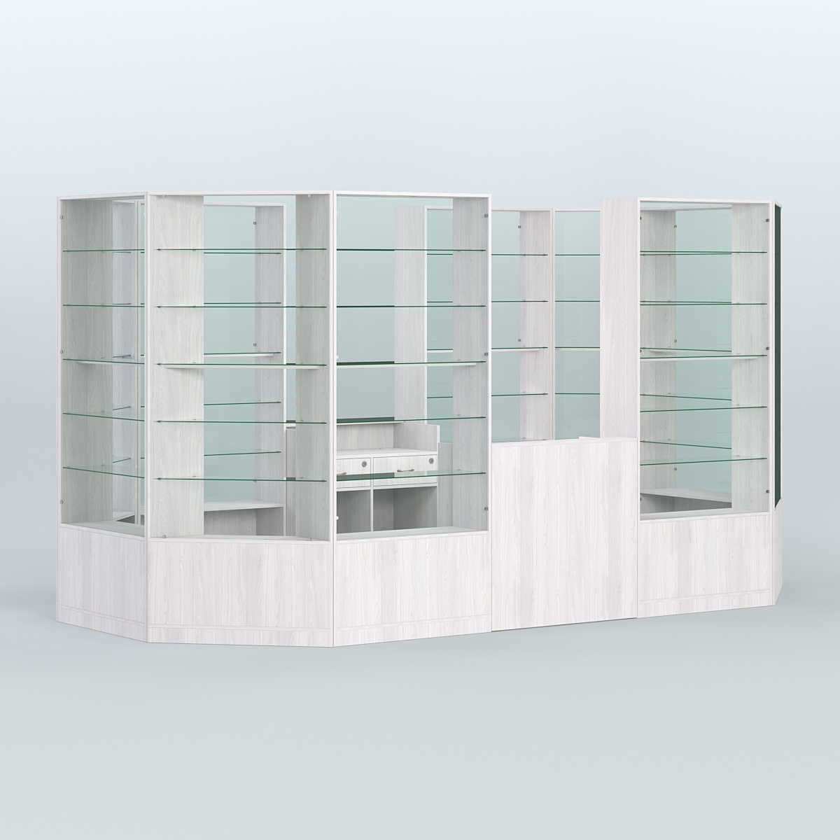 Островной торговый павильон из ДСП СЭСП №6 (8, 55 кв.м) Ясень Анкор светлый