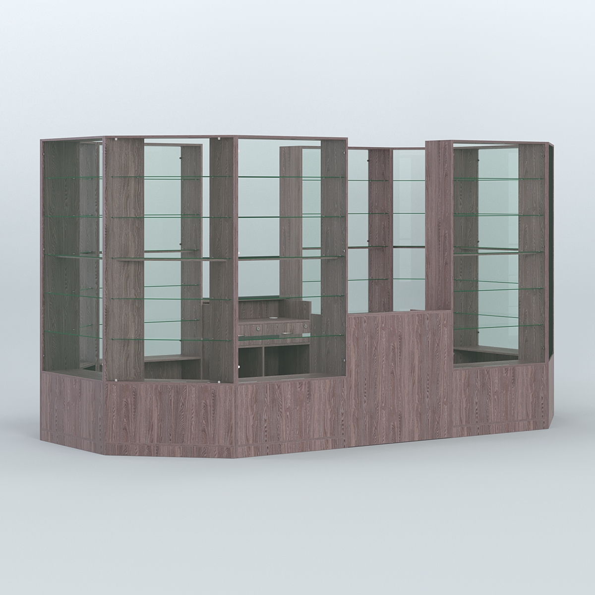 Островной торговый павильон из ДСП СЭСП №6 (8, 55 кв.м) Ясень Анкор темный