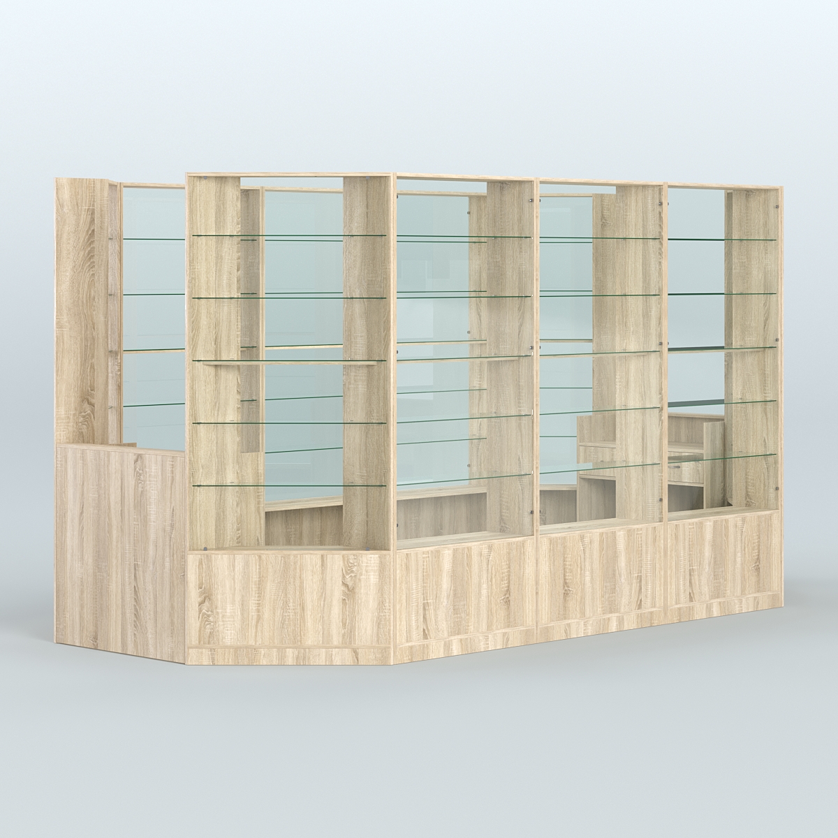 Островной торговый павильон из ДСП СЭСП №7 (8, 55 кв.м) Дуб сонома