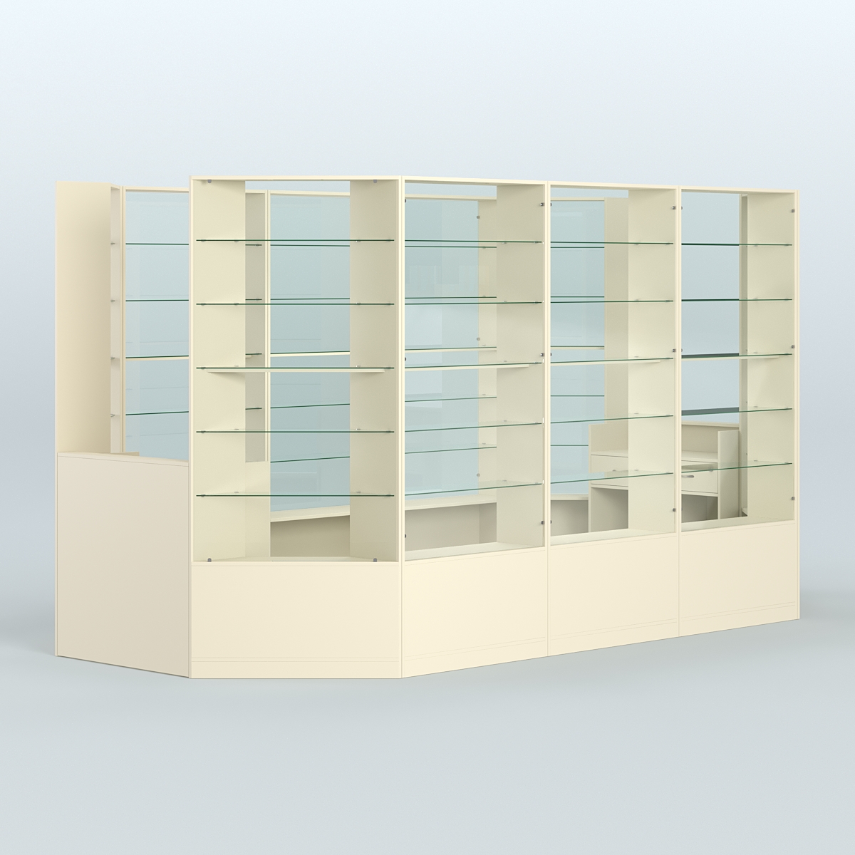 Островной торговый павильон из ДСП СЭСП №7 (8, 55 кв.м) Крем Вайс