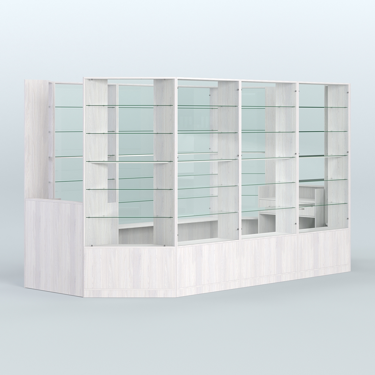 Островной торговый павильон из ДСП СЭСП №7 (8, 55 кв.м) Ясень Анкор светлый