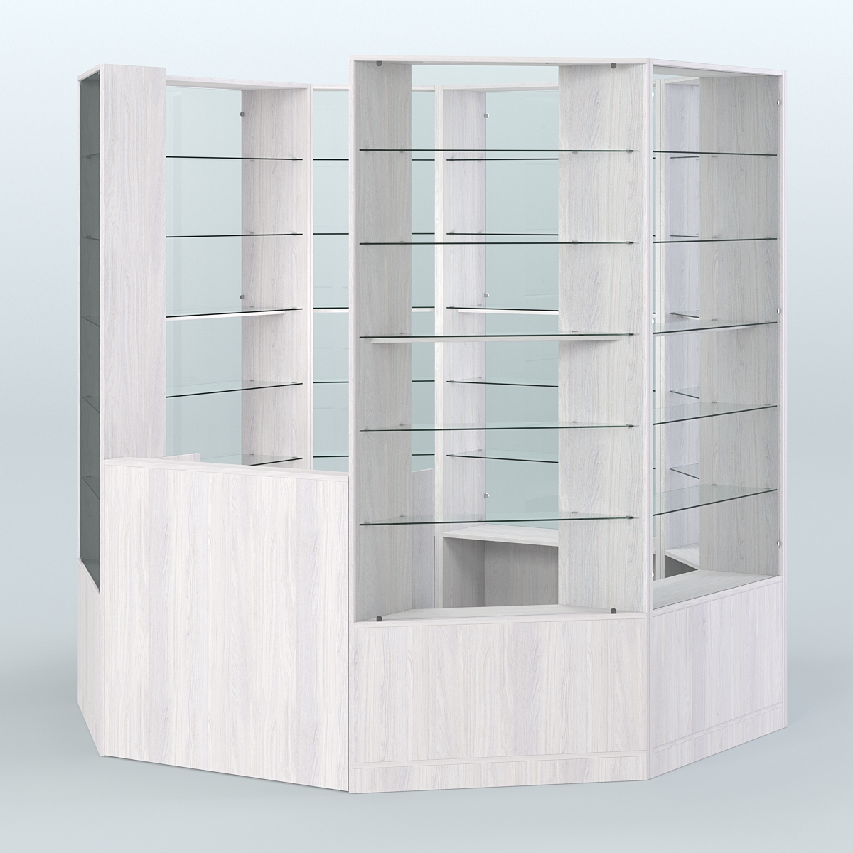 Островной торговый павильон из ДСП СЭСП №8 (4, 66 кв.м) Ясень Анкор светлый