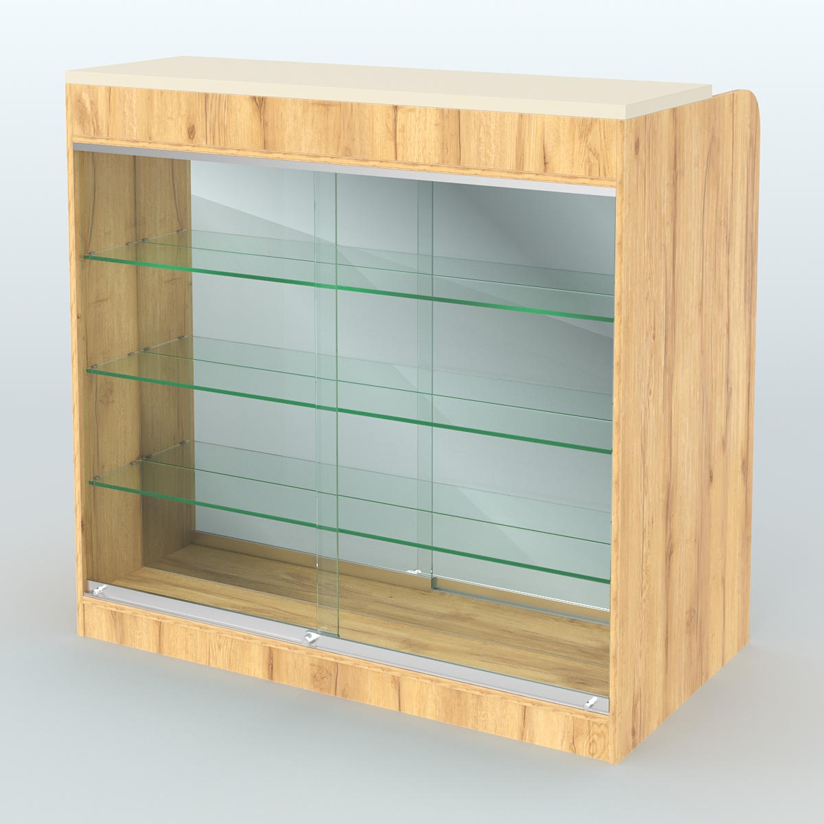 Ресепшен-Лайт №5 (Фасадная стенка - Зеркало) Дуб Золотистый и Крем Вайс