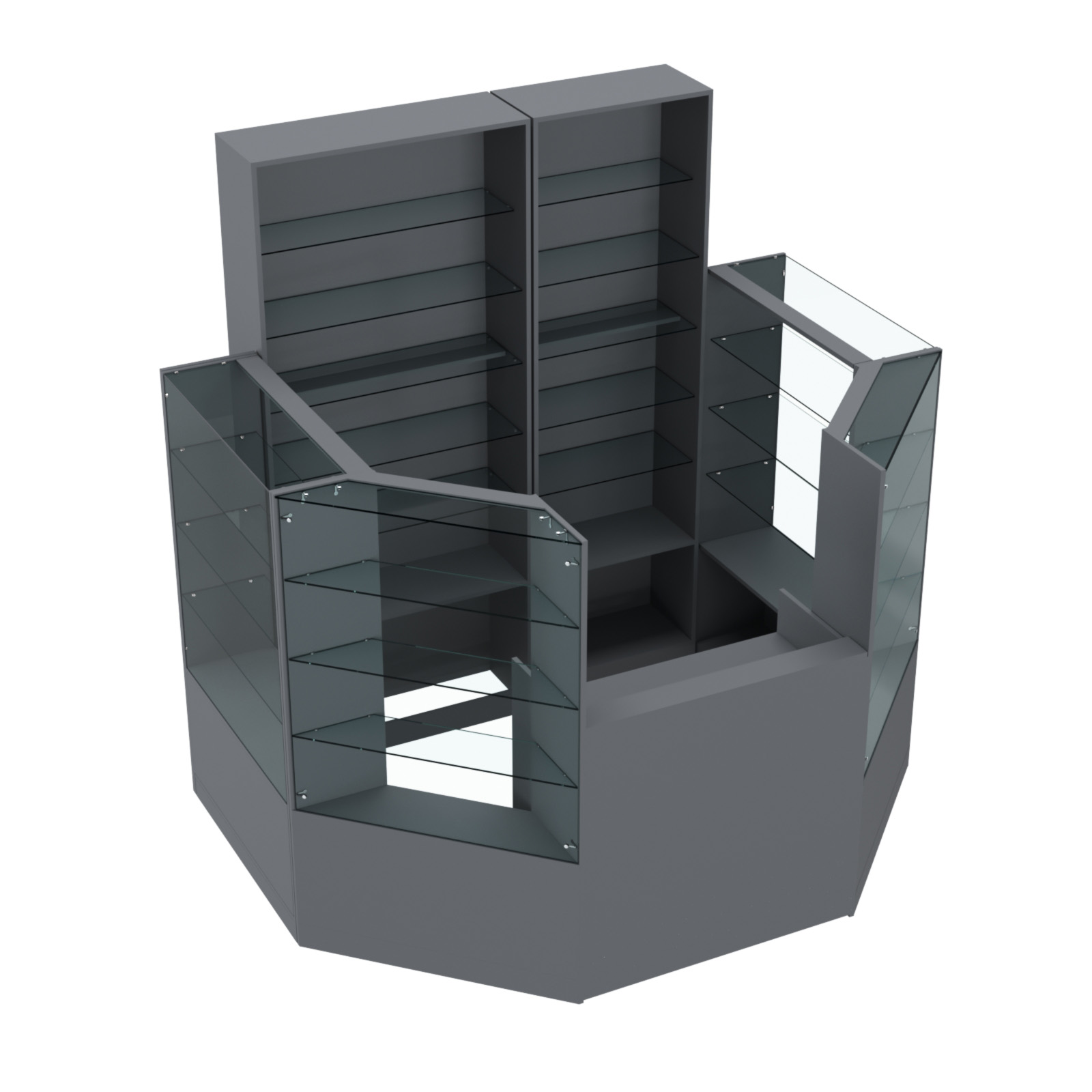 Торговый пристенный островок ГРАЦИЯ №2 (открытый) (3.3 кв.м) Темно-Серый