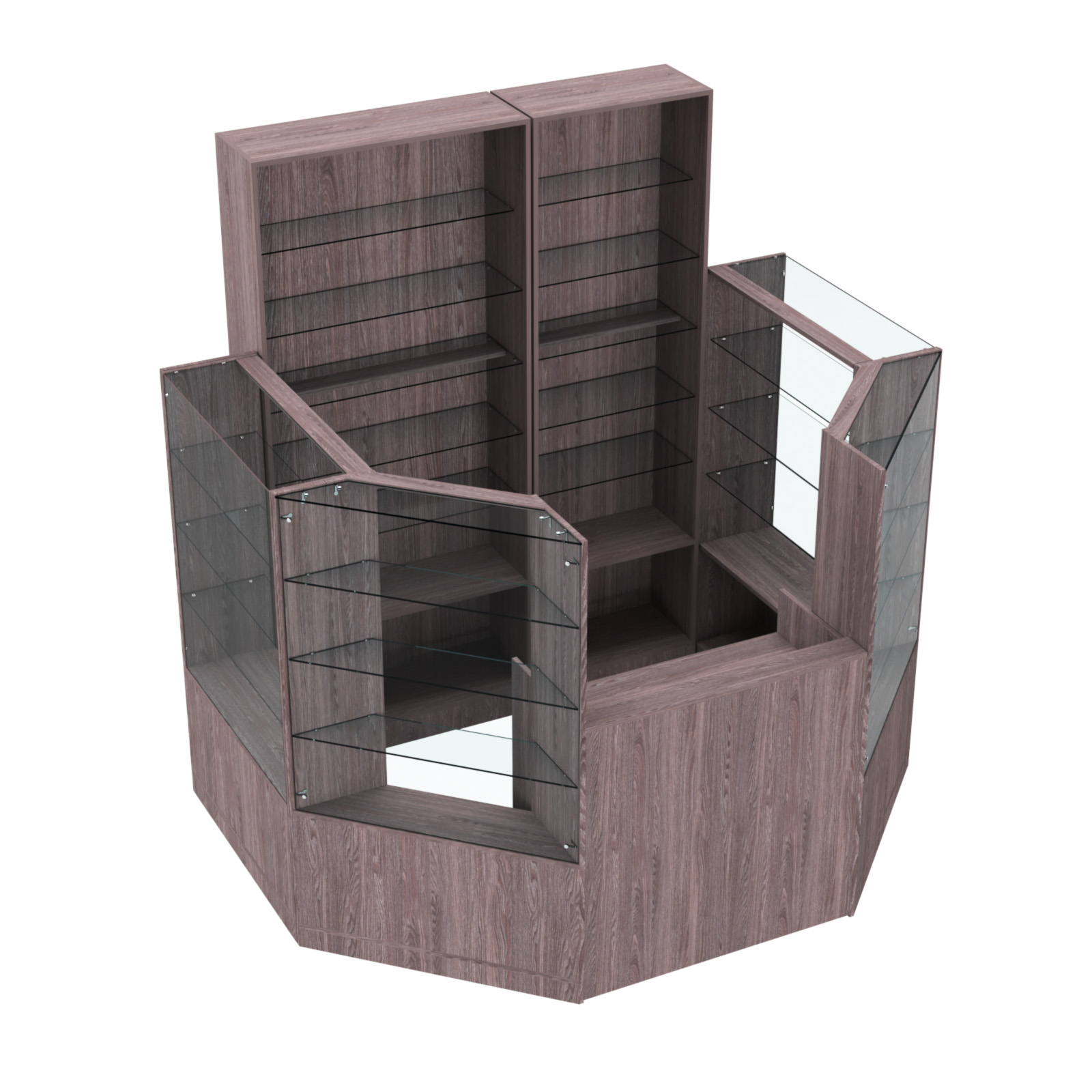 Торговый пристенный островок ГРАЦИЯ №2 (открытый) (3.3 кв.м) Ясень Анкор темный