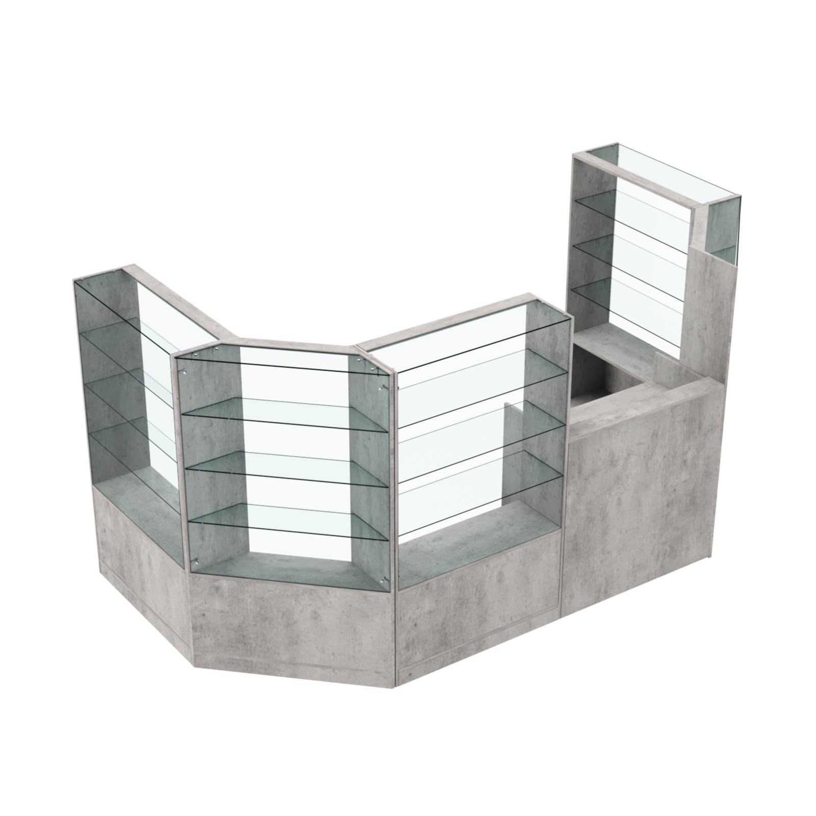 Торговый пристенный островок ГРАЦИЯ №3 (открытый) (4.68 кв.м) Бетон Чикаго светло-серый F186 ST9