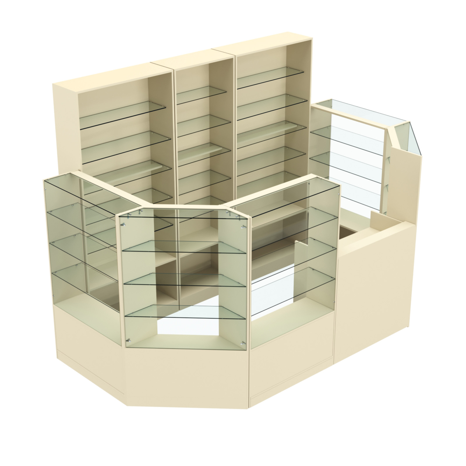 Торговый пристенный островок ГРАЦИЯ №4 (открытый) (4.68 кв.м) Крем Вайс