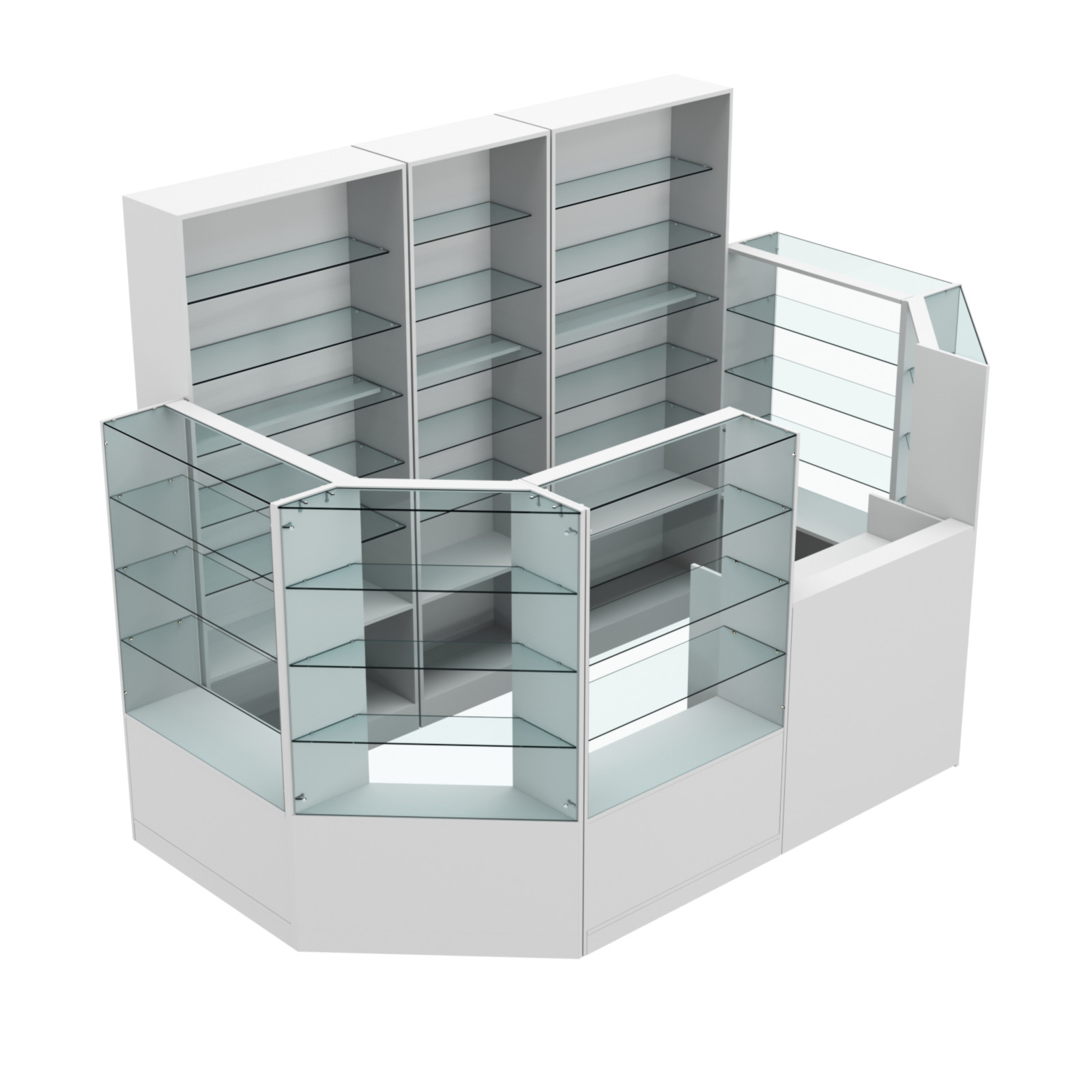 Торговый пристенный островок ГРАЦИЯ №4 (открытый) (4.68 кв.м) Серый