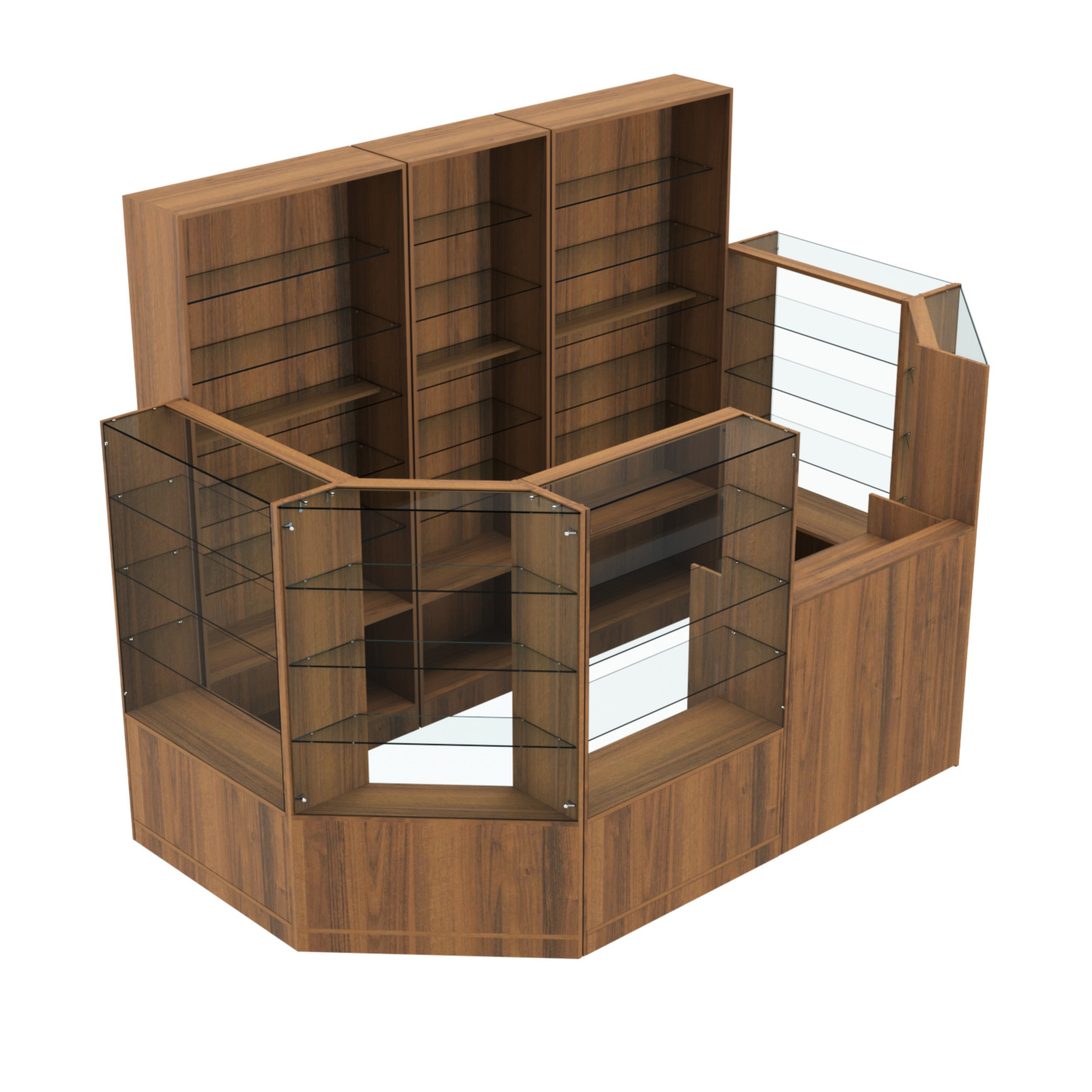 Торговый пристенный островок ГРАЦИЯ №4 (открытый) (4.68 кв.м) Орех