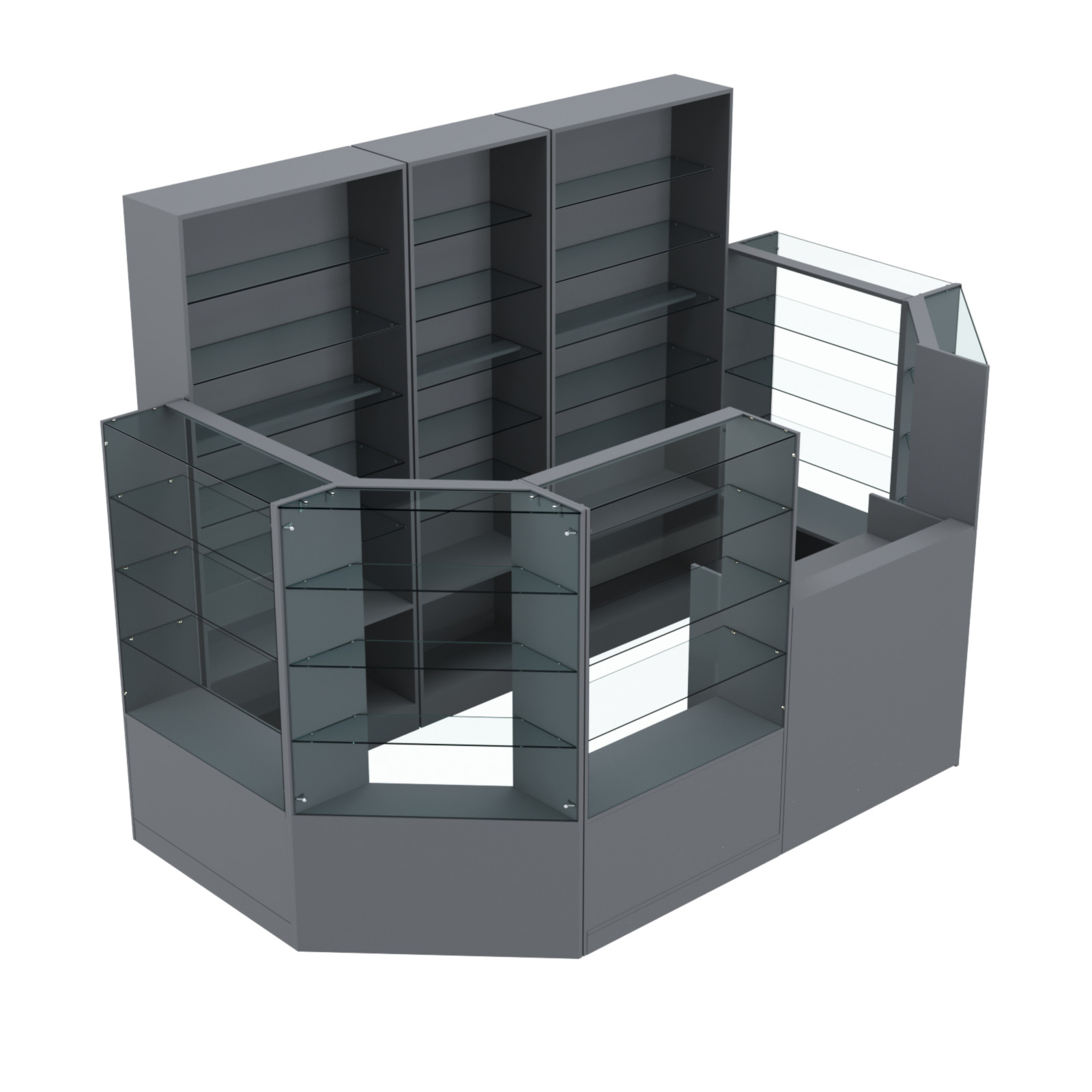 Торговый пристенный островок ГРАЦИЯ №4 (открытый) (4.68 кв.м) Темно-Серый