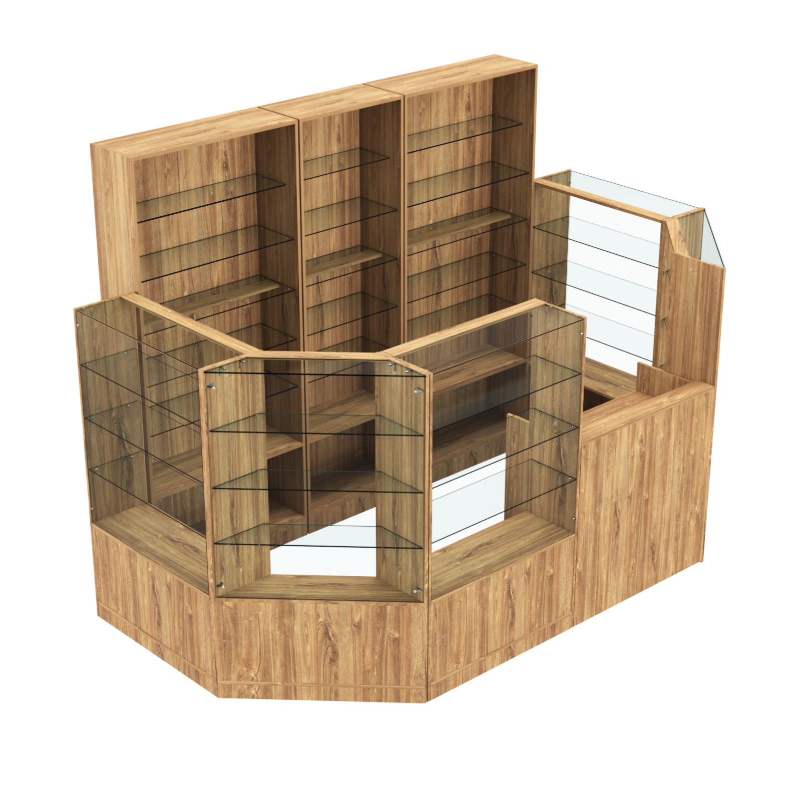 Торговый пристенный островок ГРАЦИЯ №4 (открытый) (4.68 кв.м) Дуб Канзас коричневый